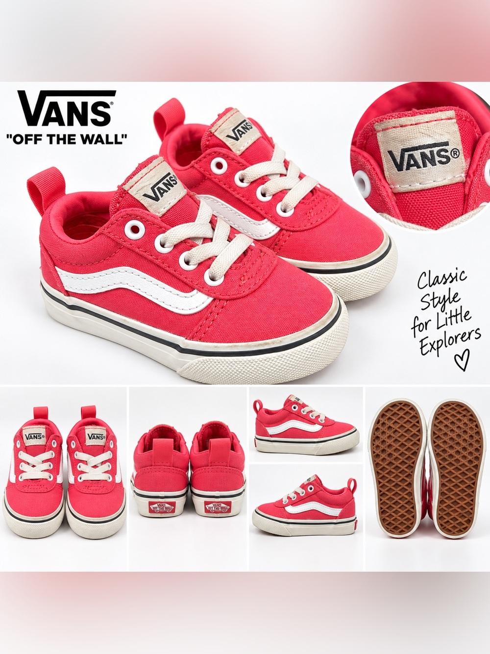 Toddler Girls Pink Vans Sneakers – Size 6 – Classic Style – Good Used Condition